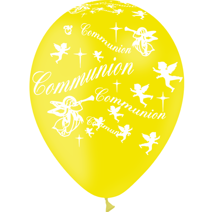 8 Ballons Latex HG95 Communion Jaune - PMS