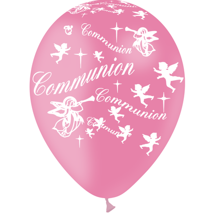 8 Ballons Latex HG95 Communion Rose - PMS