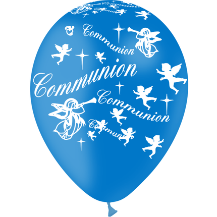 8 Ballons Latex HG95 Communion Bleu - PMS