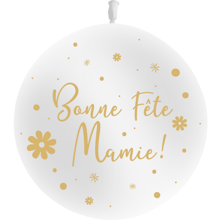 Ballon 2' Bonne Fête Mamie Fleurs Blanc - PMS