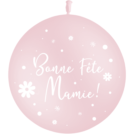1 Ballon Latex 3' Bonnes Fête Mamie Pastel Matte Rose - PMS