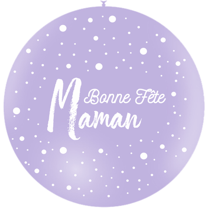 Ballon HG3' Bonne Fête Maman Dots Pastel Matte Lavande - PMS