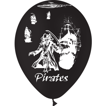8 Ballons Latex HG95 Pirates Noir - PMS