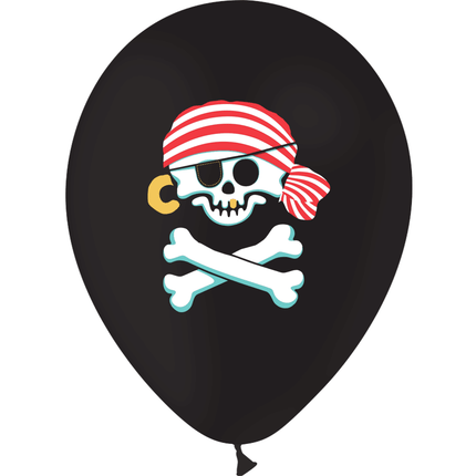 8 Ballons Latex HG95 Quadri Pirates Noir - PMS