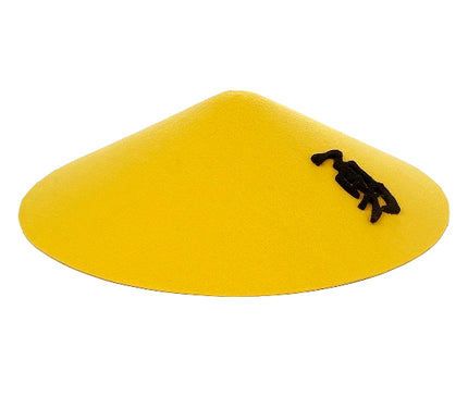 chapeau chinois jaune avec motif