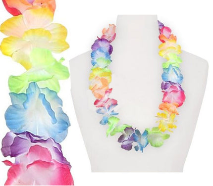 collier de fleurs tahiti hawaï pastel multicolores 60mm