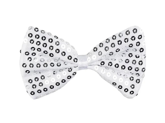 noeud papillon à sequins argent 13x6cm