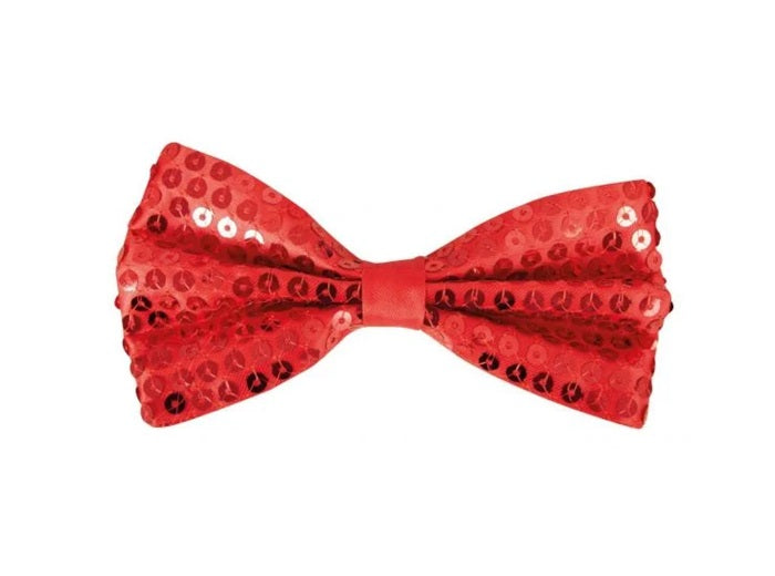 noeud papillon à sequins rouge 13x6cm