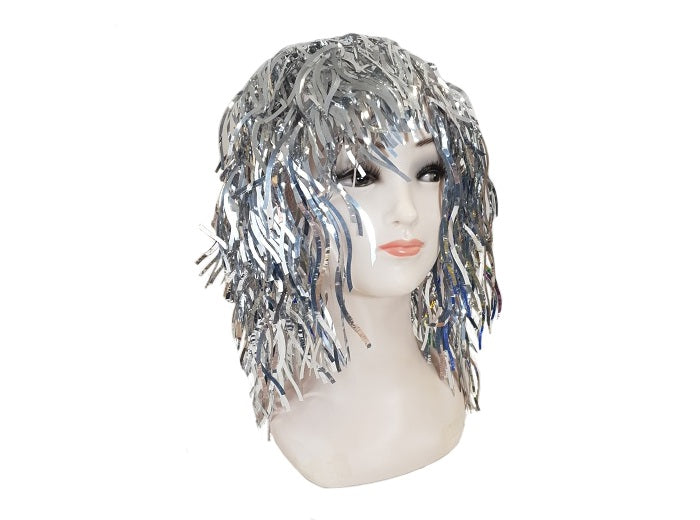 perruque à lamelles papier argent