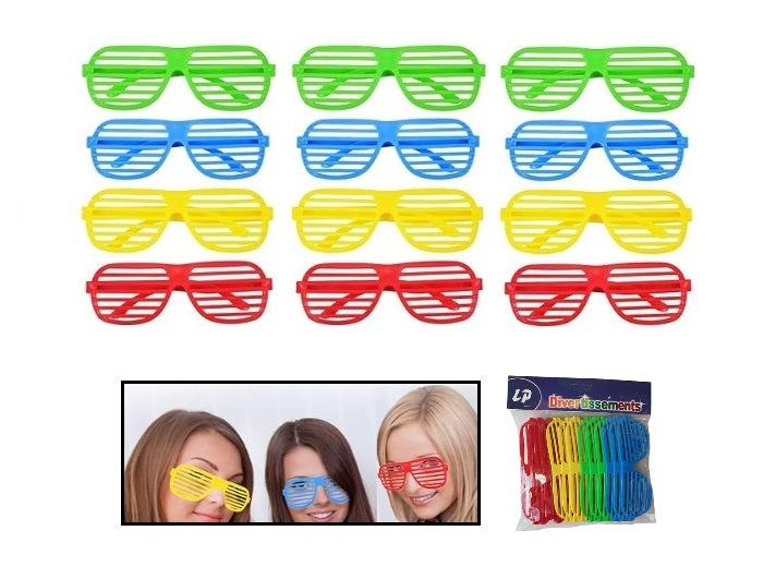 lot de 12 lunettes stores néon fluo mix