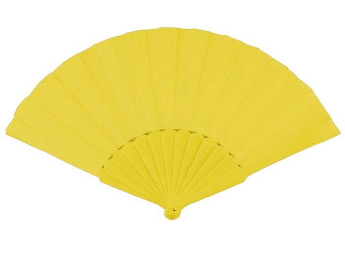 éventail plastique. jaune 22cm