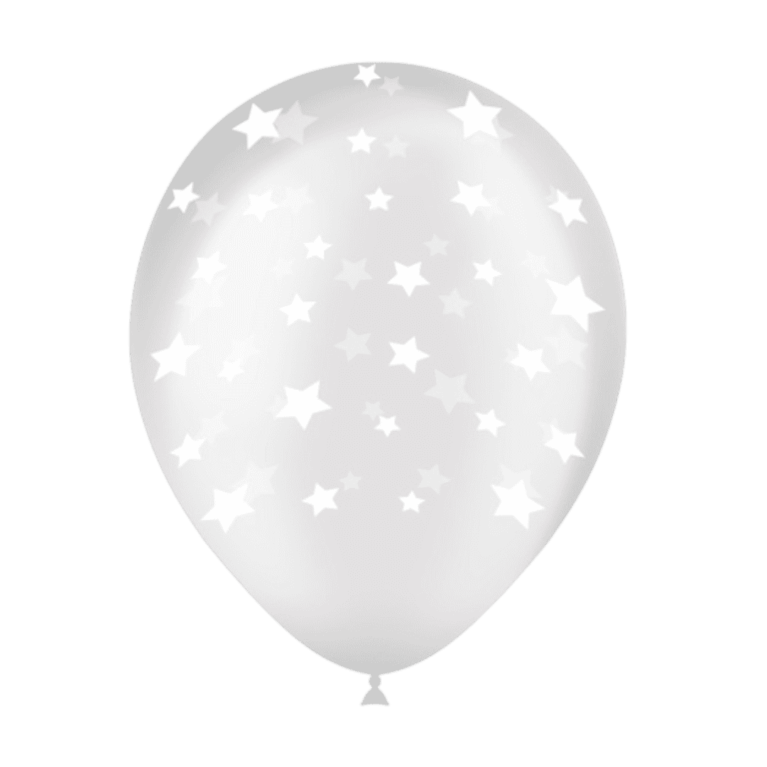 8 ballons HG112 transparent imprimé TAT étoiles