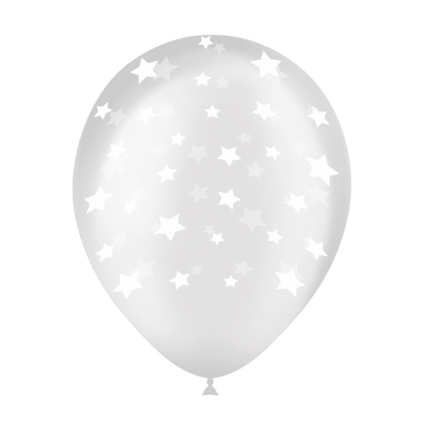 8 ballons HG112 transparent imprimé TAT étoiles