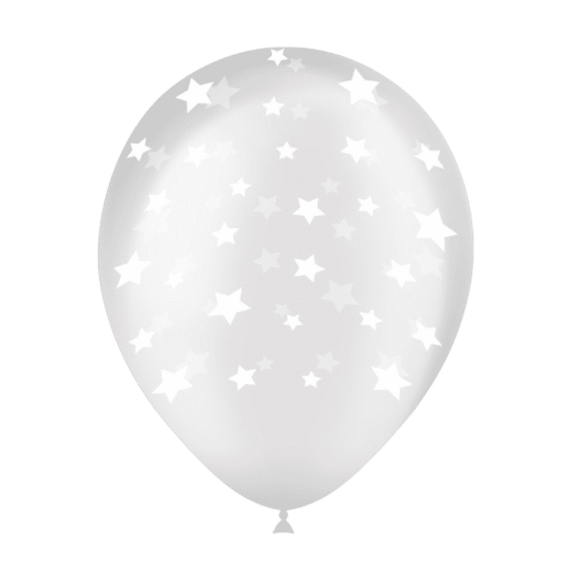 8 ballons HG112 transparent imprimé TAT étoiles