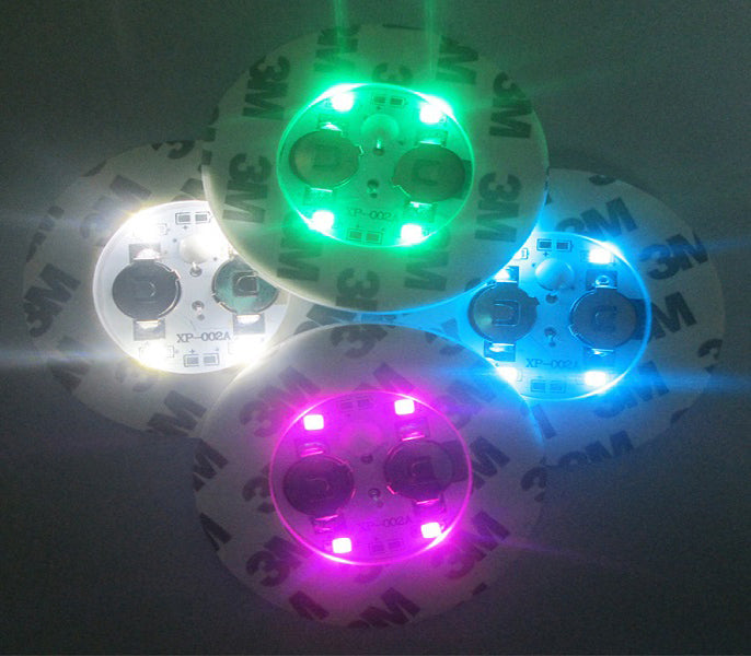 lot de 4 pastilles lumineuses sous verre 4 led''s bleu