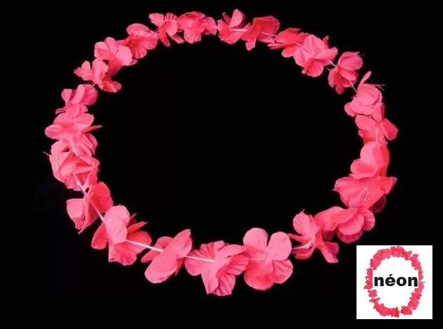 collier de fleurs tahiti fluo neon rose pink 60mm