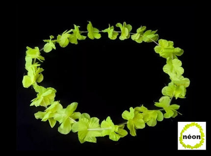 collier de fleurs tahiti fluo neon jaune 60mm