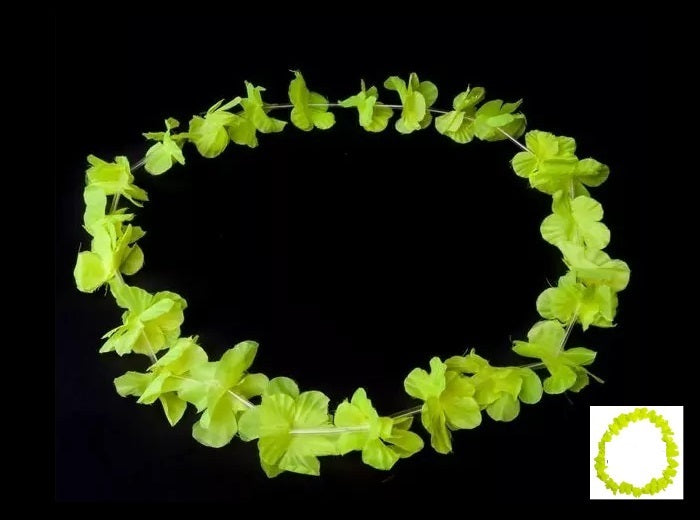 collier de fleurs tahiti fluo neon jaune 60mm