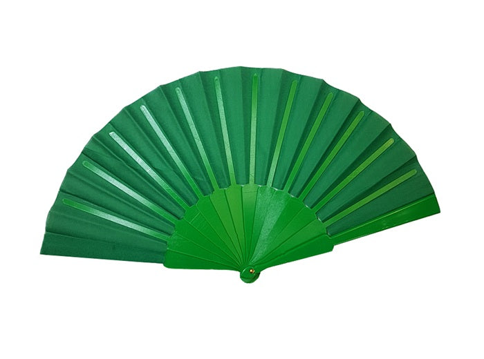 éventail plastique. vert 22cm