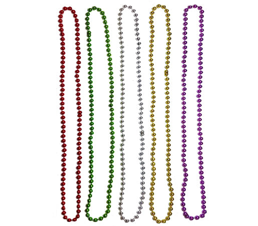lot de 10 colliers de perles effet métallisé or 90cm