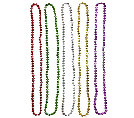 lot de 10 colliers de perles effet métallisé argent 90cm