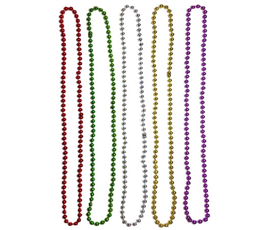 lot de 10 colliers de perles effet métallisé rouge 90cm