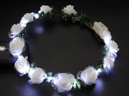 couronne de fleurs lumineuses led''s blanches