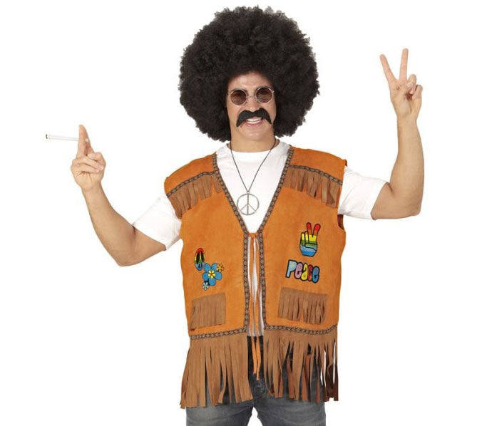 gilet à franges hippie baba cool taille m/l