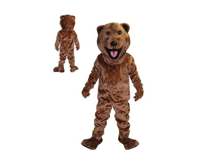 déguisement mascotte ventillée ours brun en peluche adulte