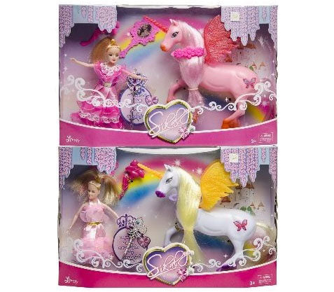 set avec licorne et poupée