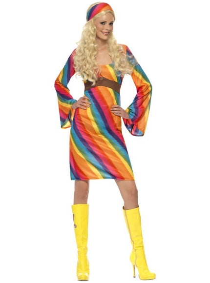 Déguisement de hippie arc-en-ciel pour femme