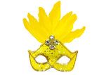 masque loup neon fluo jaune avec plumes luxe adulte