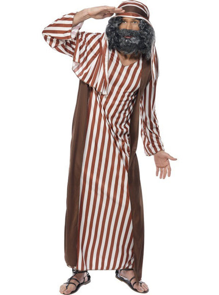 Déguisement de pasteur avec des rayures marrons et blanches pour homme