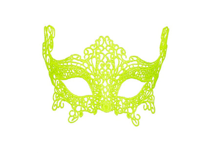 masque loup neon fluo jaune en dentelle luxe