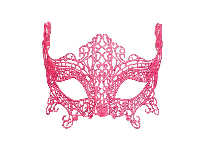 masque loup neon fluo rose en dentelle luxe