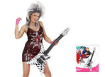 guitare gonflable rock star zébrée noir blanc avec corde 95cm