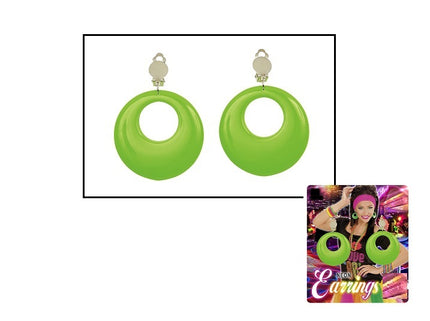paire de boucles d''oreilles neon fluo avec clips vert