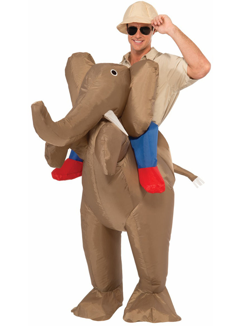 Déguisement gonflable chasseur sur éléphant homme