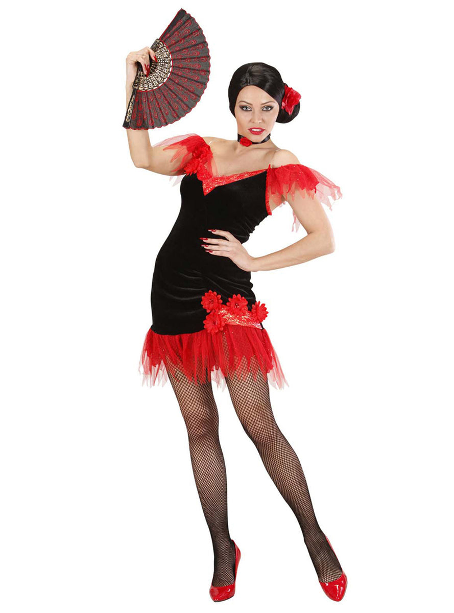 Déguisement espagnole rouge et noir femme