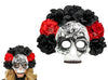 masque coque dia de los muertos crâne avec roses noires adulte