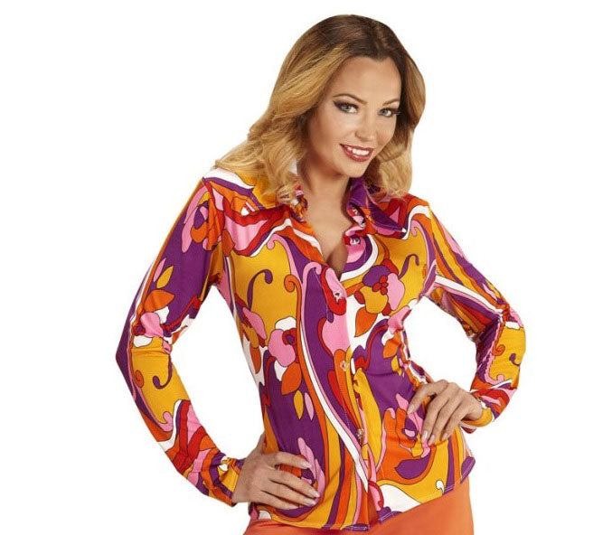 chemise femme groovy années 70 taille l/xl