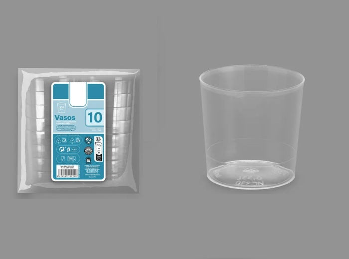 lot de 10 gobelets mojito réutilisables transparents 33cl