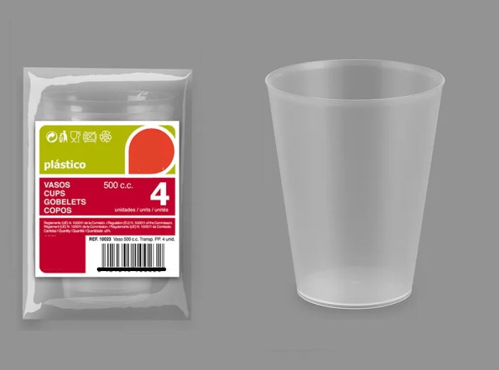 lot de 4 gobelets incassables transparents 50cl