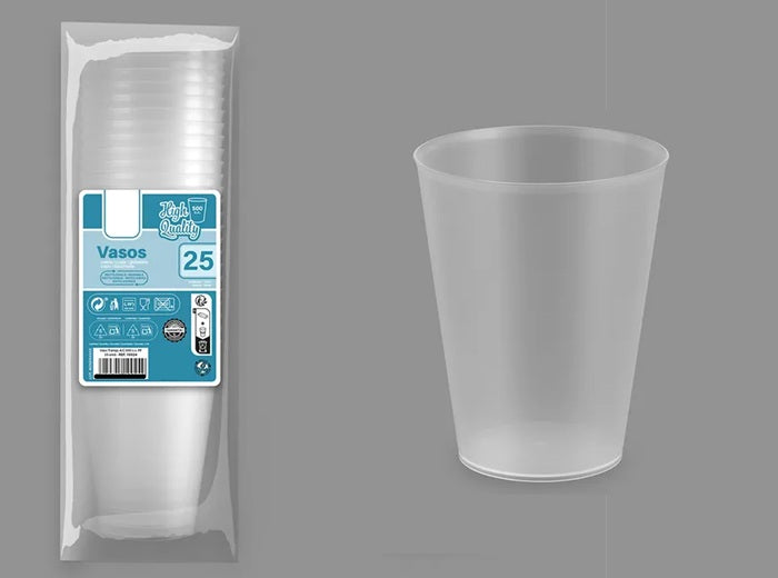 lot de 25 gobelets incassables transparents 50cl