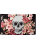Drapeau squelette à fleurs noir et rose