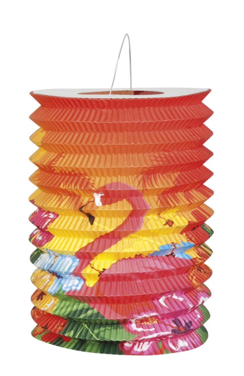 2 lampions flamant rose Hawaï - Hibiscus