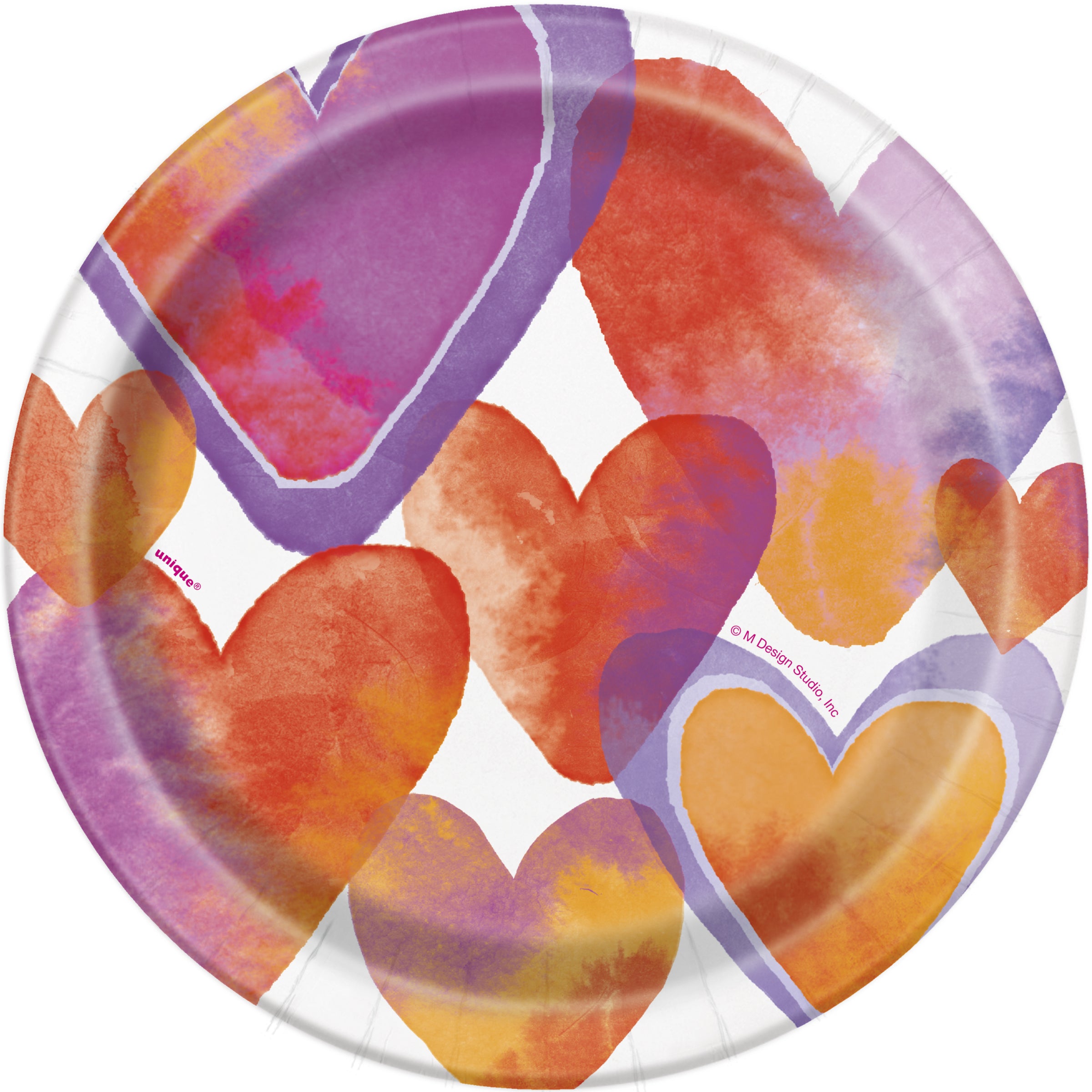 8 assiettes à dessert avec cœurs aquarelle - Watercolour Hearts