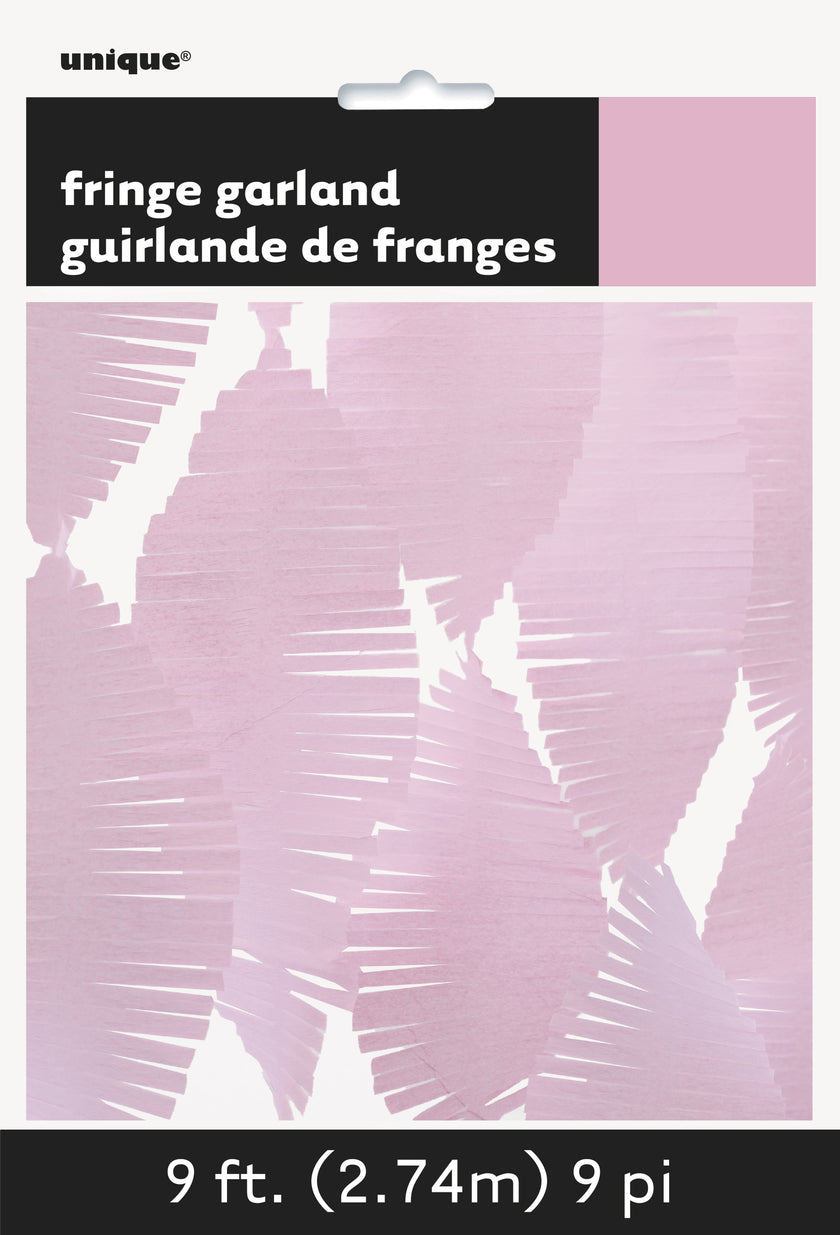 Rideau à franges en papier crépon rose clair