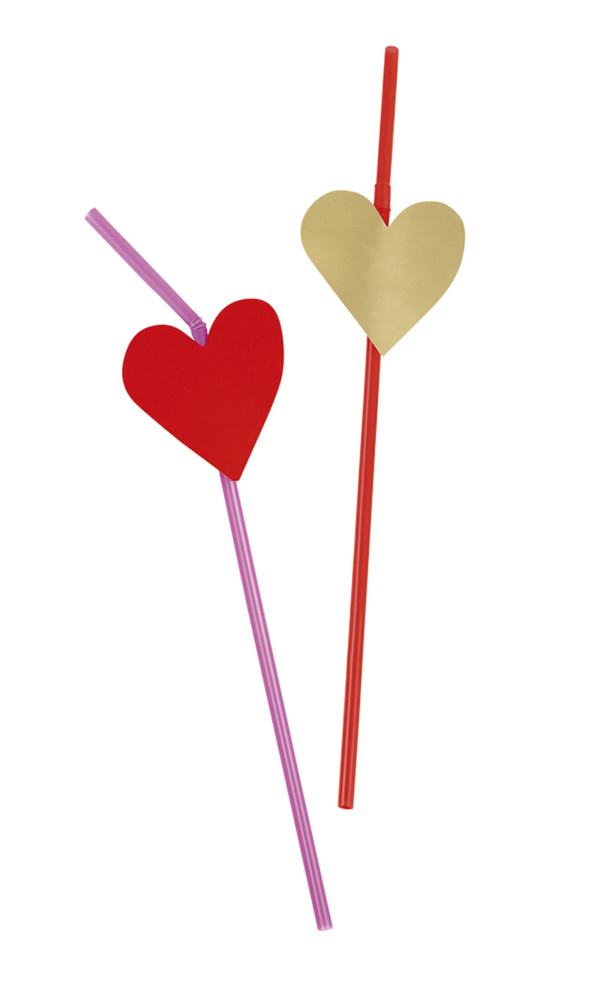 6 pailles décoration cœur - Love You