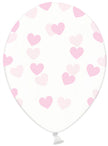 6 ballons en latex transparentes avec cœurs rose clair - Valentine Collection